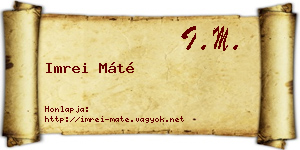 Imrei Máté névjegykártya